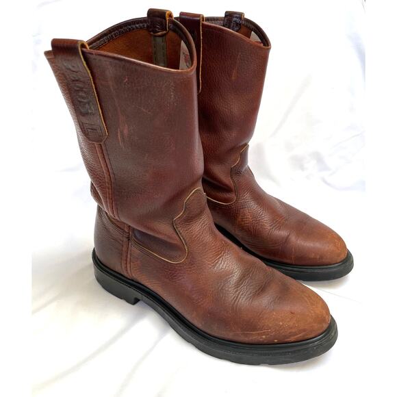 Red Wing 1152 Pecos Men's 11-inch Soft Toe Pull-On Work Boots, 8.5 D, Brown - Picture 1 of 6